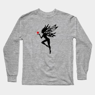 Fairy with Heart in Silhouette Long Sleeve T-Shirt